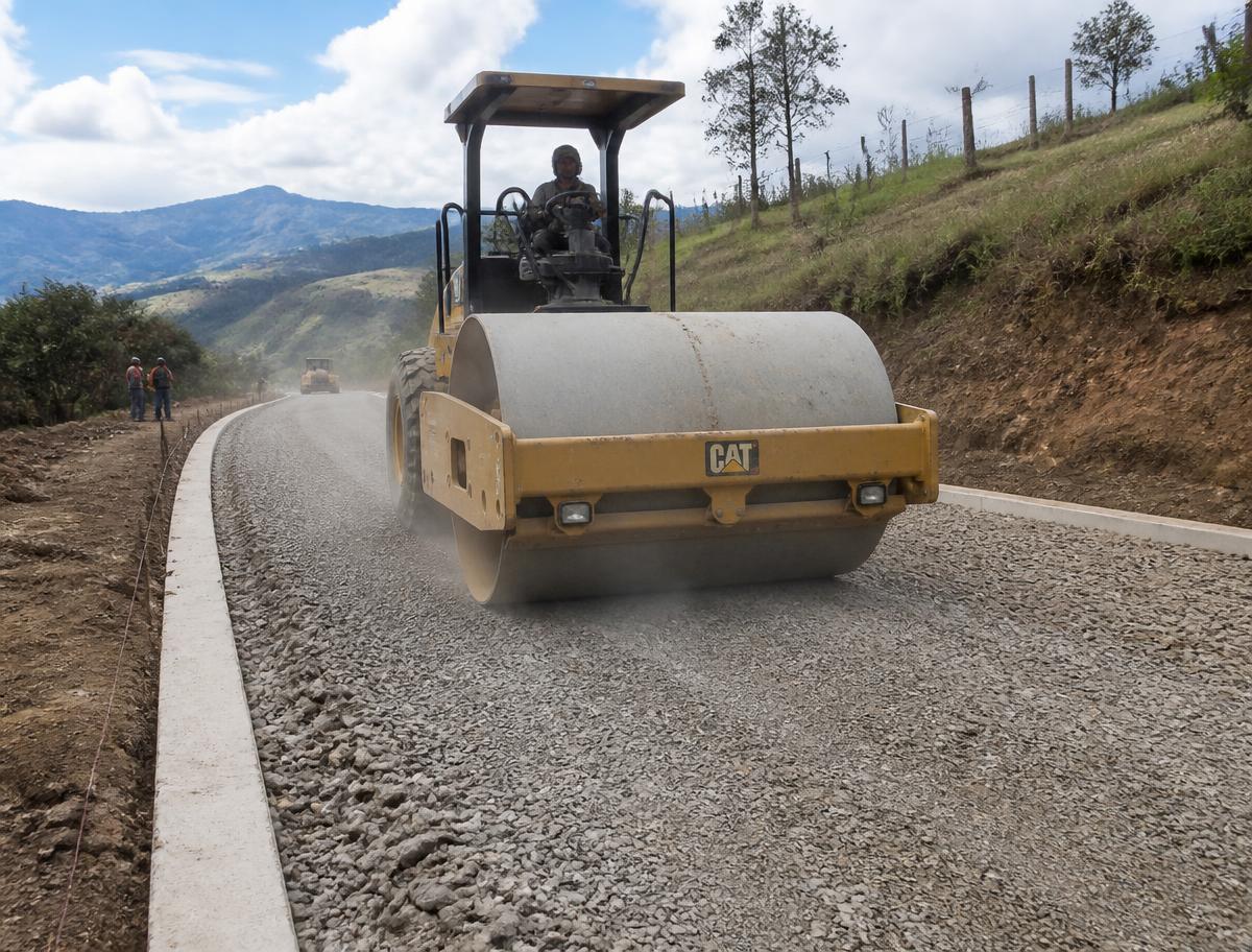 Recebo B200 compactado con rodillo vibratorio en vía